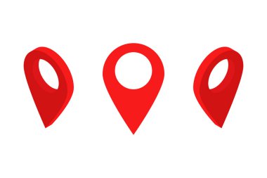 İzometrik tarzı kırmızı harita işaretçisi ayarlayın. Vektör çizim.