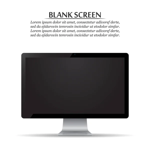 空白の画面 白い背景の上のコンピューターのモニター — ストックベクタ