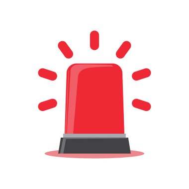 Polis, ambulans ve itfaiye siren işareti kırmızı yanıp sönen ışık çizgi film.