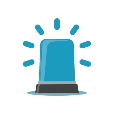 Polis, ambulans ve itfaiye siren işareti mavi yanıp sönen ışık çizgi film.