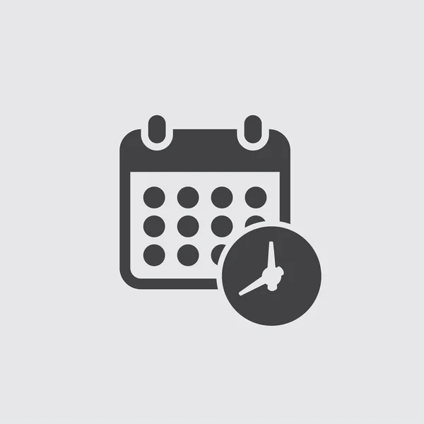 Calendario Con Icono Reloj Negro Sobre Fondo Gris Ilustración Vectorial — Archivo Imágenes Vectoriales