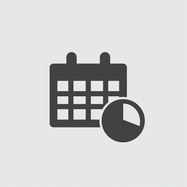 Calendario Con Icona Dell Orologio Nero Sfondo Grigio Illustrazione Vettoriale — Vettoriale Stock