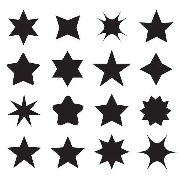 Conjunto Ícones Estrelas Forma Diferente Para Design — Vetor de Stock