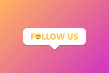 Düğme simgesi tasarım için bizi izleyin. Vektör çizim.