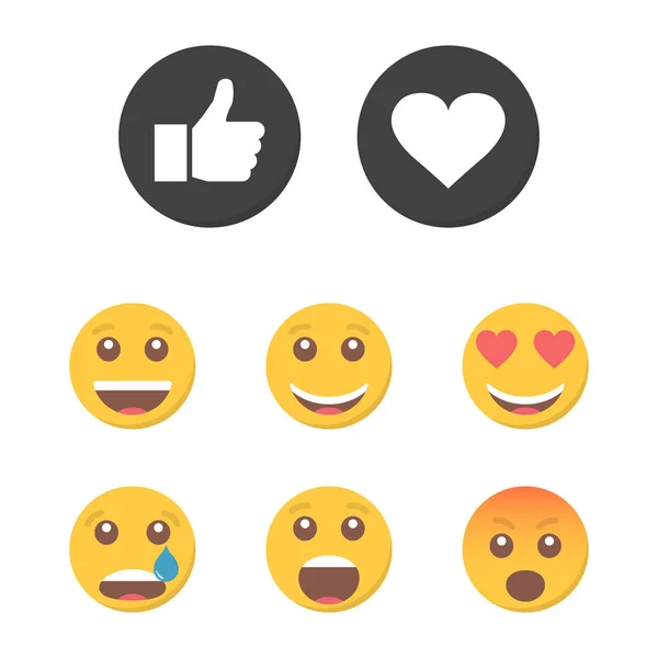 Conjunto Emoticons Afins Ilustração Vetorial — Vetor de Stock