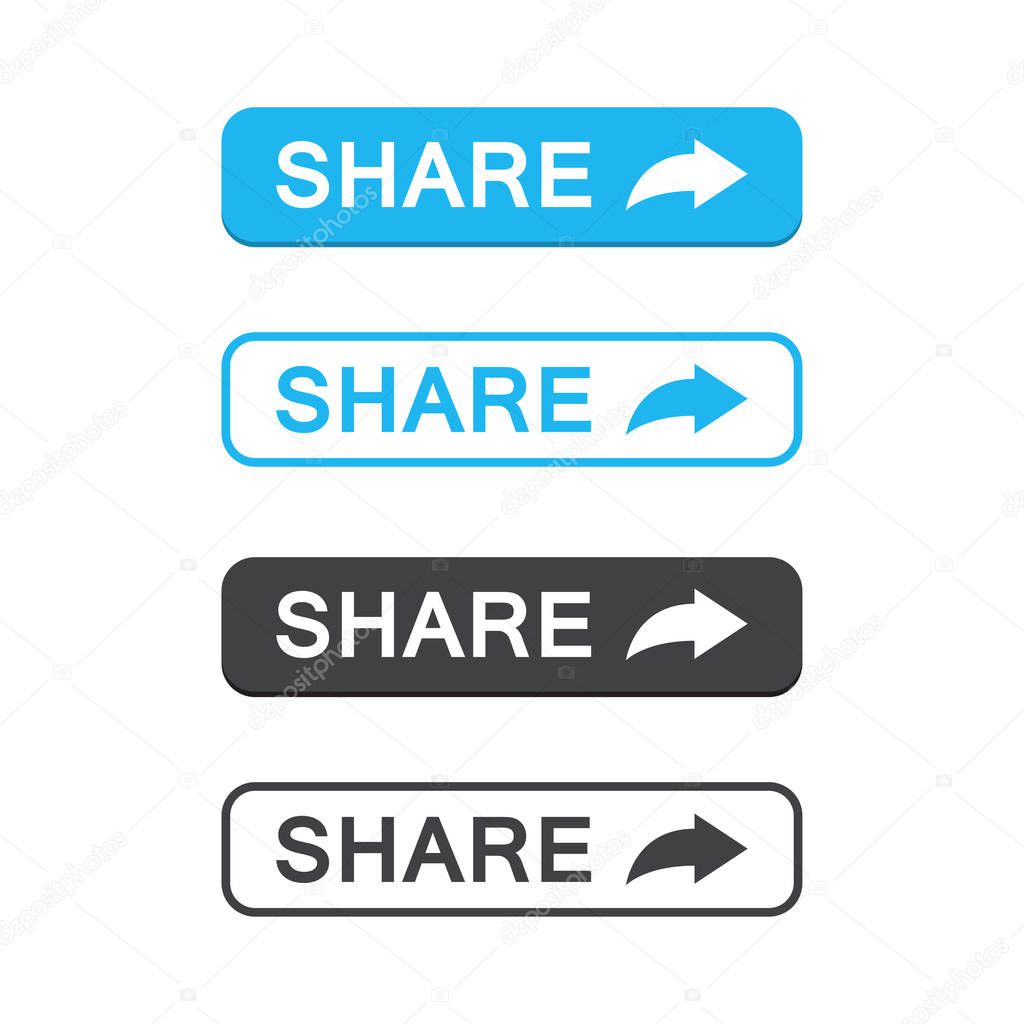Set of share button icon in a flat design.