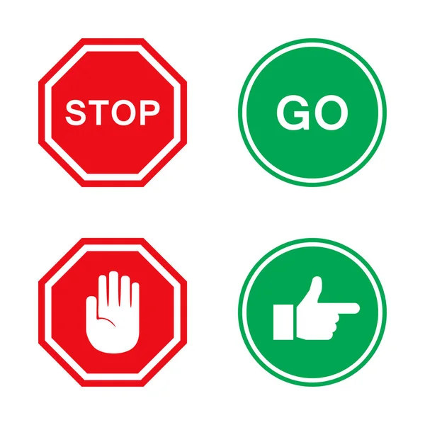 Зупинити Піти Знаки Червоним Зеленим Рукою — стоковий вектор