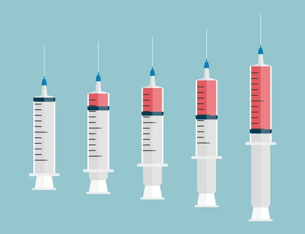 Conjunto Seringas Injectáveis Num Design Plano —  Vetores de Stock