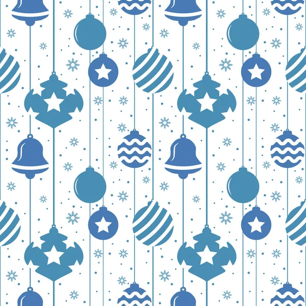 Christmas Seamless Pattern Balls Blue Color — Stock Vector