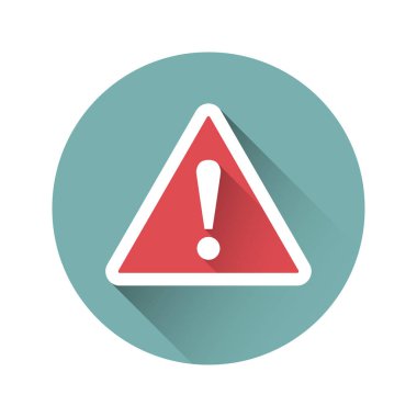 Ünlem işareti, tehlike içinde a düz çizmek oturum açın. Vektör çizim.