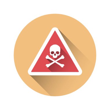 Tehlike işareti. Kafatası ve kemiklerin içinde a düz çizmek oturum.