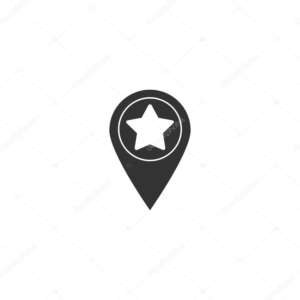 Star pinpoint icon in simple design. Vector illustration.