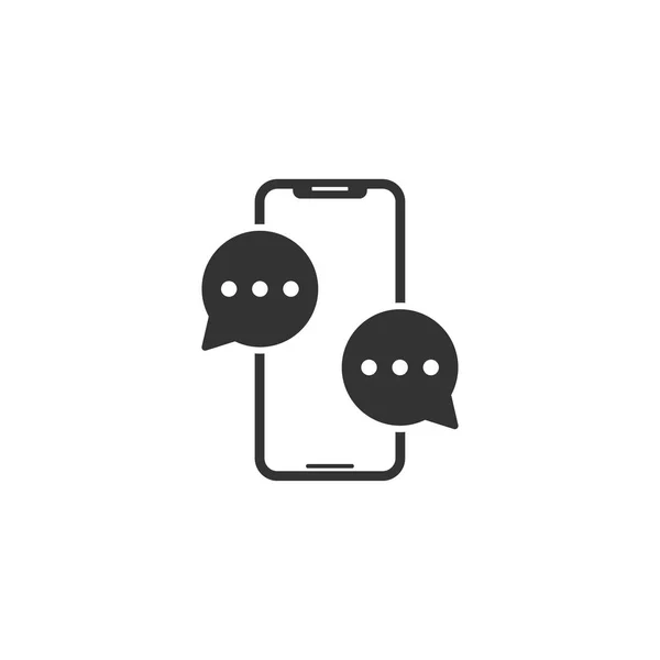 Smartphone mit Chat-Symbol im einfachen Design. Vektorillustration — Stockvektor