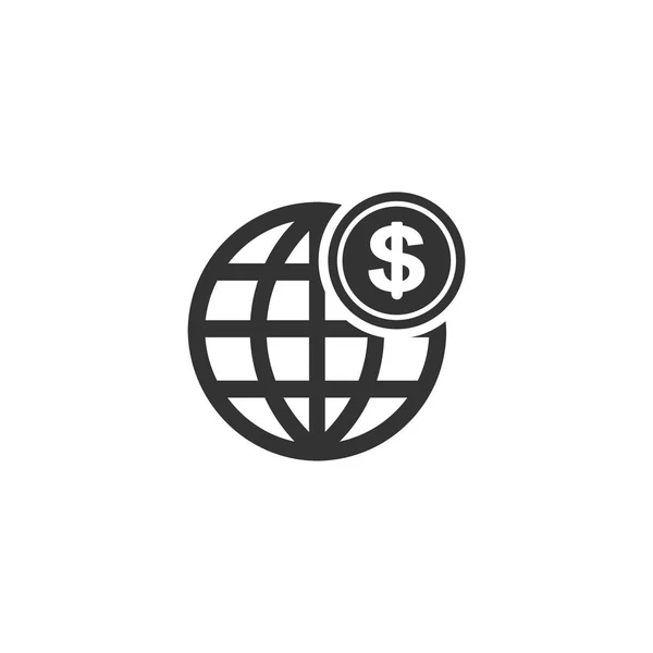 Globe avec icône dollar dans un design simple. Illustration vectorielle — Image vectorielle