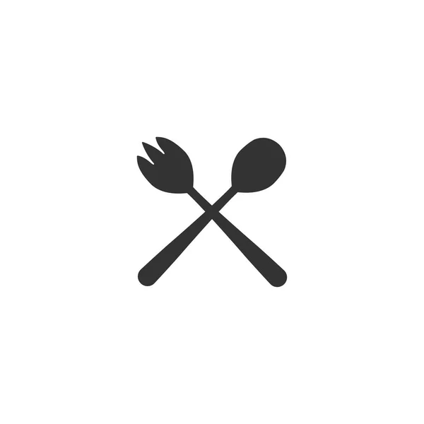 Cuillère à salade et icône de fourchette dans un design simple. Illustration vectorielle — Image vectorielle