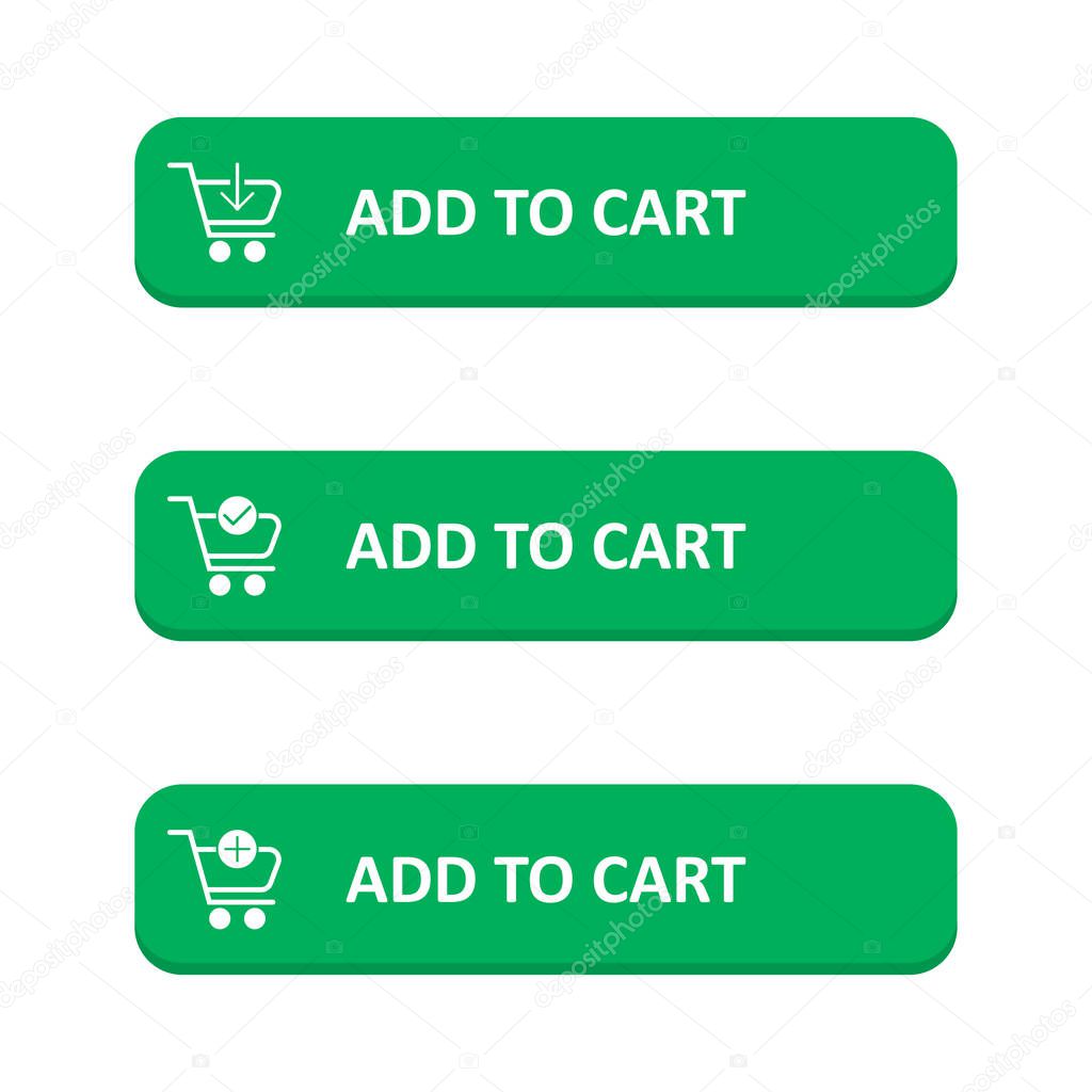 Set of add to cart button in a flat design