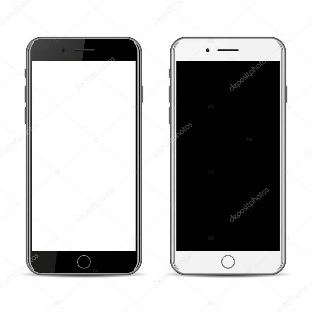 Black and white smartphone isolated on a white background