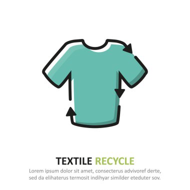 Düz bir tasarıma Tekstil simgesini geri dönüştürün. Vektör Illustration