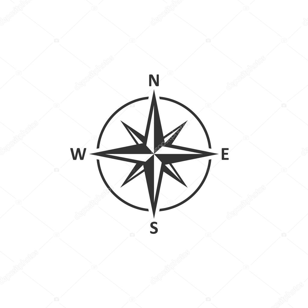 Compass icon in simple design. Vector illustration
