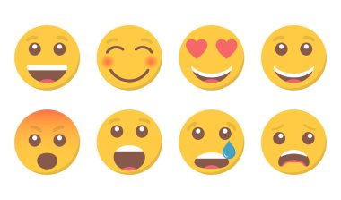 Set of smile emoji for social media clipart