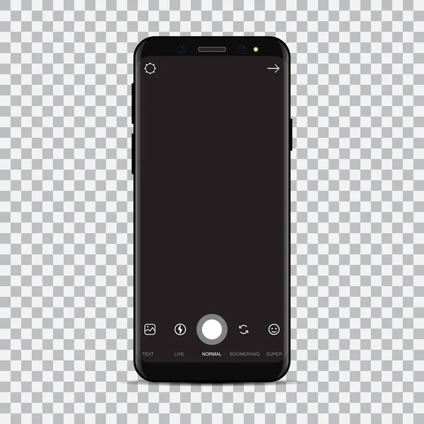 Nieuwe smartphone met camera-applicatie. Vector illustratie — Stockvector