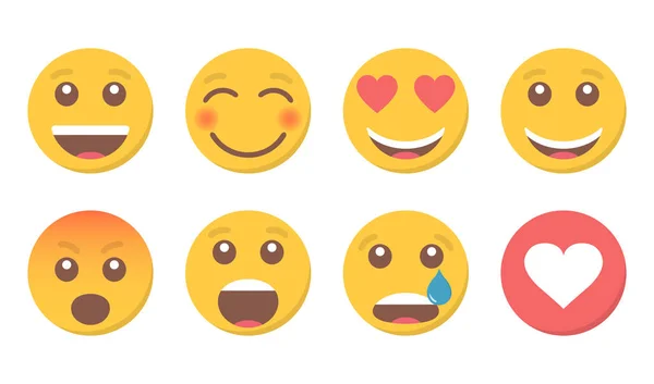 Набор эмодзи улыбок и лайков для социальных сетей — стоковый вектор