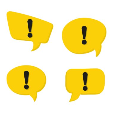 Sarı konuşma baloncukları üzerinde tehlike işareti seti