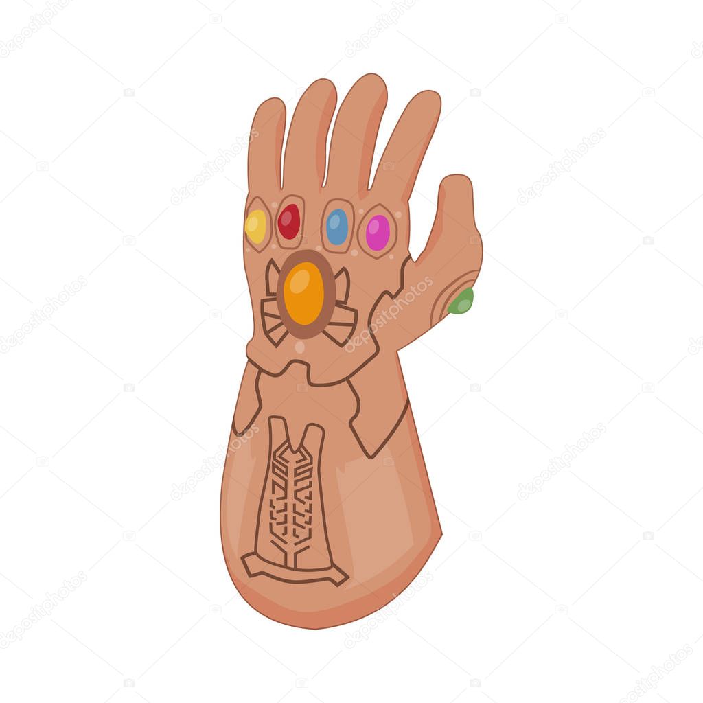 Glove with gems in a flat design. Vector illustration