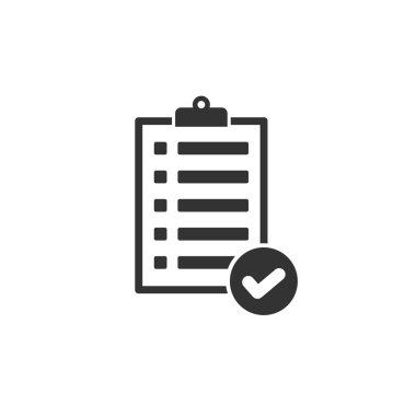 Basit tasarımda kontrol listesi simgesi. Vektör çizimi