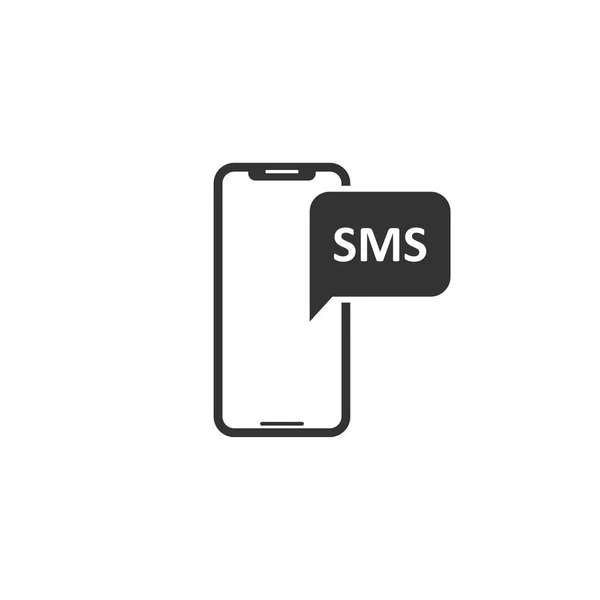 Smartphone mit SMS-Symbol im einfachen Design. Vektorillustration — Stockvektor