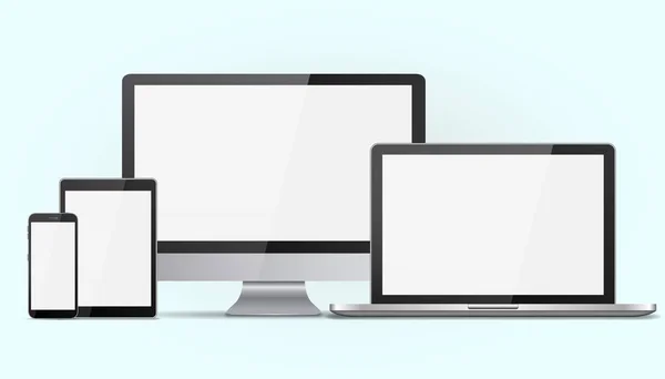 Monitor, Laptop, Tablet, Smartphone. Vektorillustration — Stockvektor