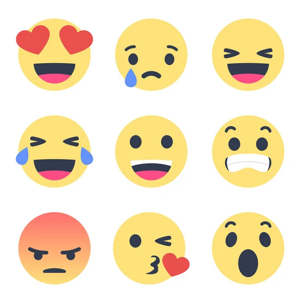 Set van emoticons in een plat ontwerp. Vector illustratie — Stockvector