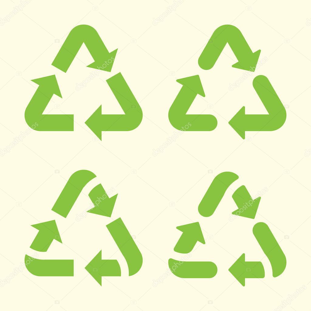 Set of recycling arrows icon. Vector illustration