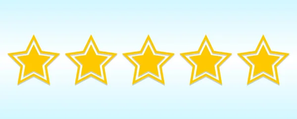 Five stars rating for customer product review on a blue background