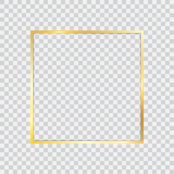 Золотая рамка с тенями изолирована на прозрачном фоне. Векторная иллюстрация — стоковый вектор