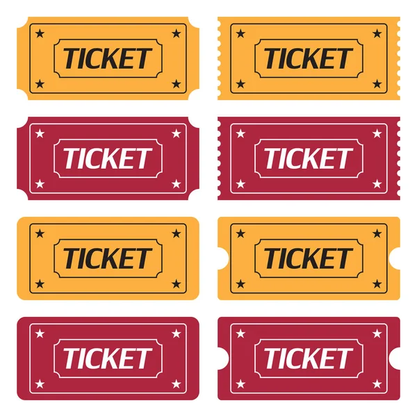 Set van ticket iconen in een plat ontwerp op een witte achtergrond — Stockvector