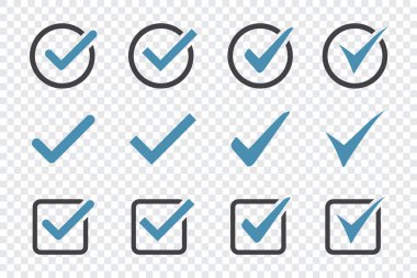 Şeffaf arkaplanda işaretleme simgesi seti