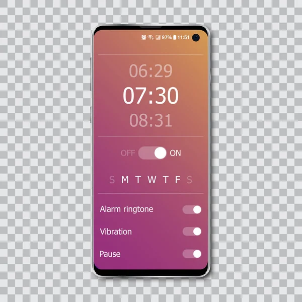 Smartphones met mockup-alarm interface. Vector illustratie — Stockvector