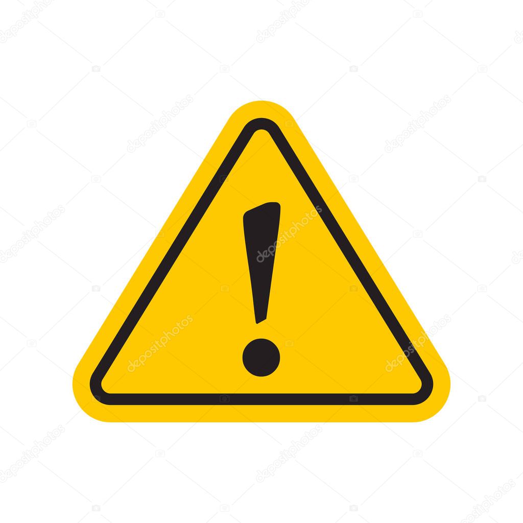 Yellow hazard warning attention icon with exclamation mark symbol