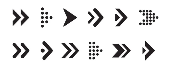 Ensemble de flèches collection en couleur noire sur un fond blanc pour la conception de site Web — Image vectorielle