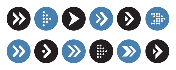Set di frecce raccolta in cerchi su sfondo bianco per la progettazione di siti web — Vettoriale Stock