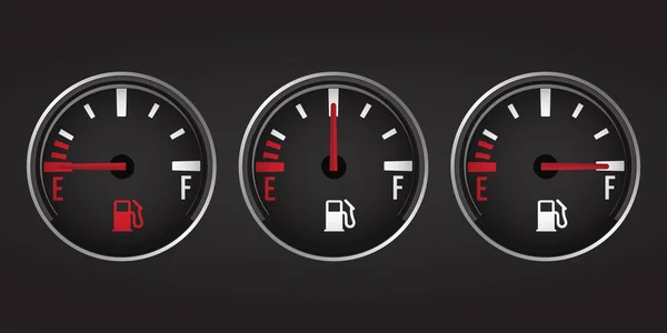 Set van brandstofmeter niveau indicator. Vectorillustratie — Stockvector