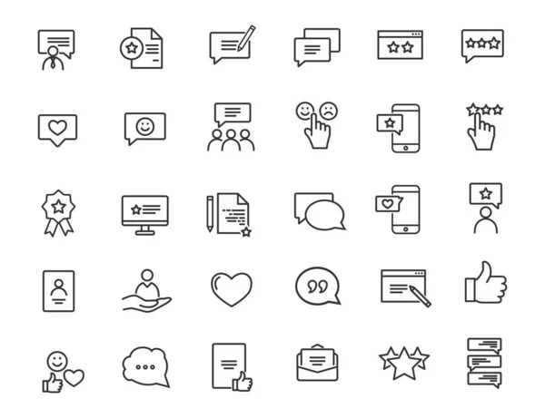 Set of linear feedback icons. Customer satisfaction icons in simple design. Vector illustration — ストックベクタ