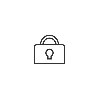 Beyaz arkaplanda basit bir tasarım ile kilit çizgisi simgesi