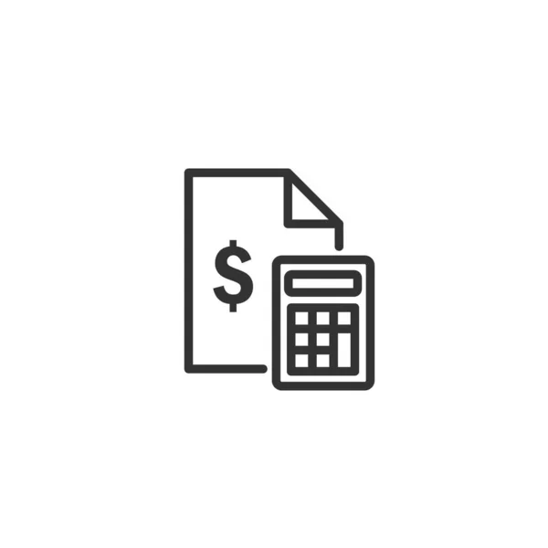 Money document with calculator line icon in simple design on a white background — Stock Vector