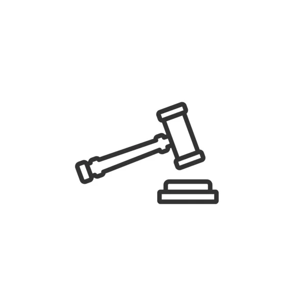 Icono de línea de martillo en diseño simple sobre un fondo blanco — Vector de stock