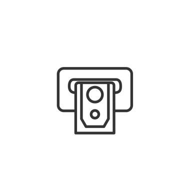 Beyaz arkaplan üzerinde basit tasarım olarak ATM slot satırı simgesinden para çek