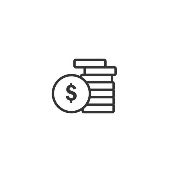 Ícone de linha de moeda em design simples em um fundo branco — Vetor de Stock