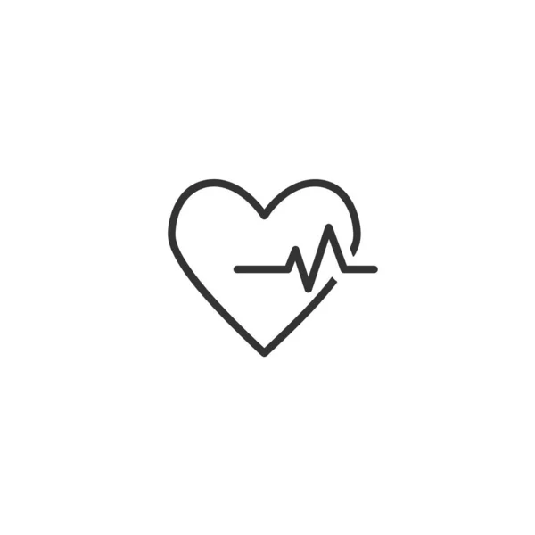 Ícone de linha de batimento cardíaco em design simples em um fundo branco — Vetor de Stock