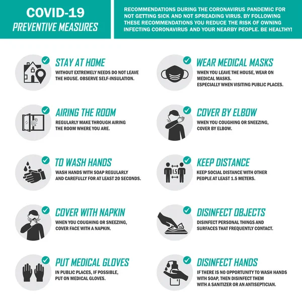 Antecedentes Infográficos Del Coronavirus Medidas Preventivas Iconos Para Enfermarse Propagar —  Fotos de Stock